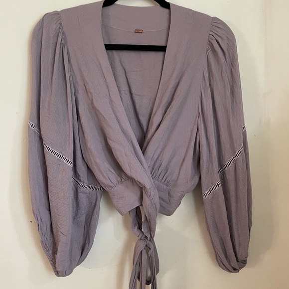 Lavender Plunge Free People Wrap Top - Picture 3 of 4